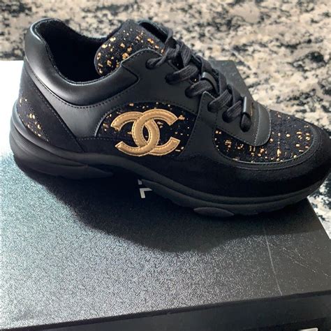 gold chanel trainers|Chanel trainers black and white.